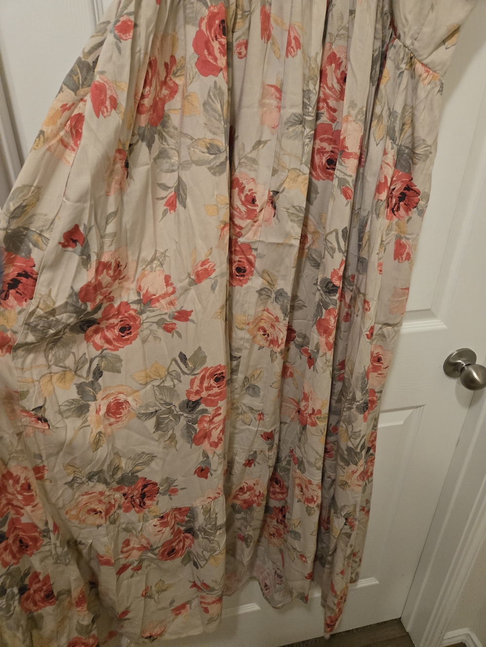 torrid Cream Maxi Dress with Coral Floral Print and Ruffled Straps - Picture 14 of 14